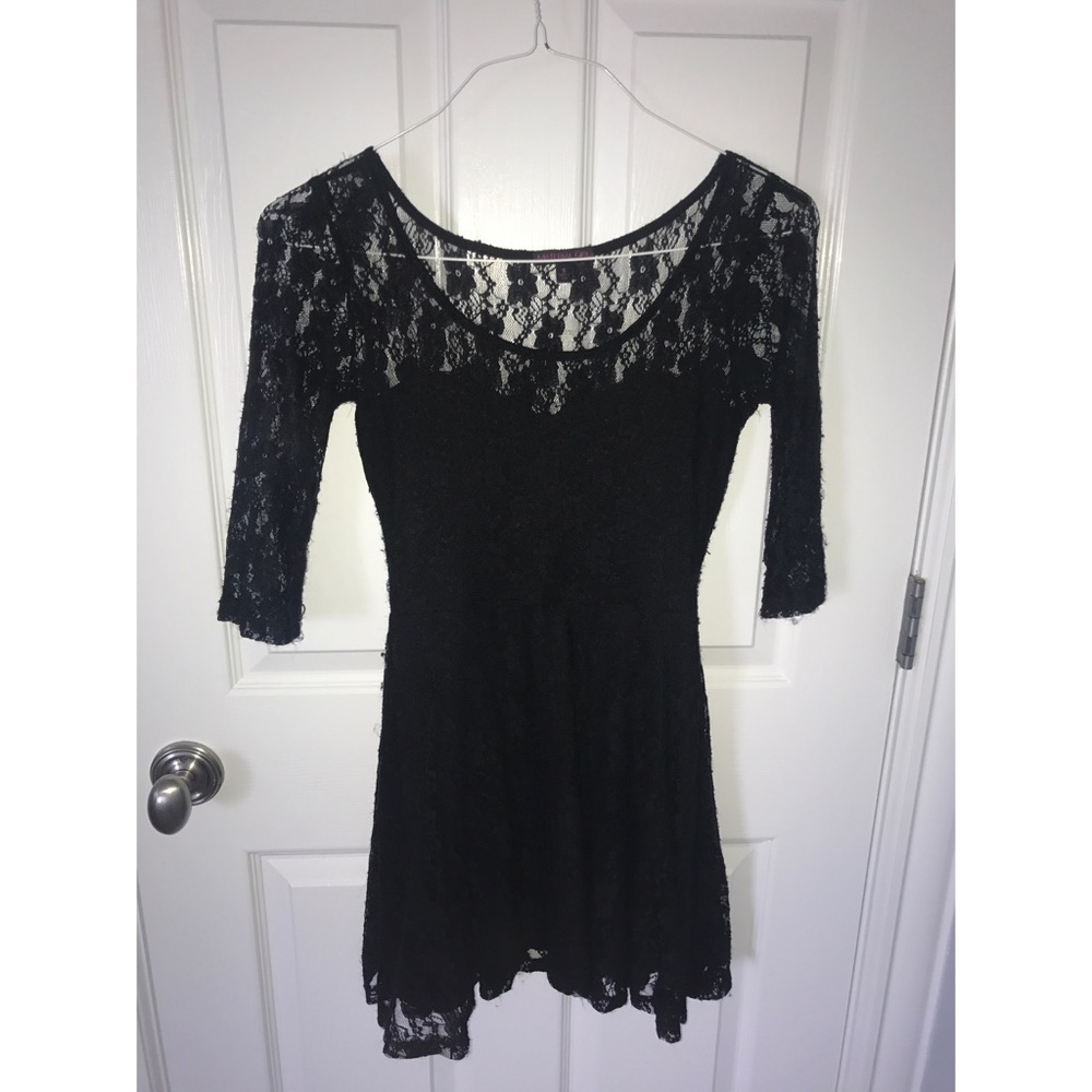 Black lace skater dress